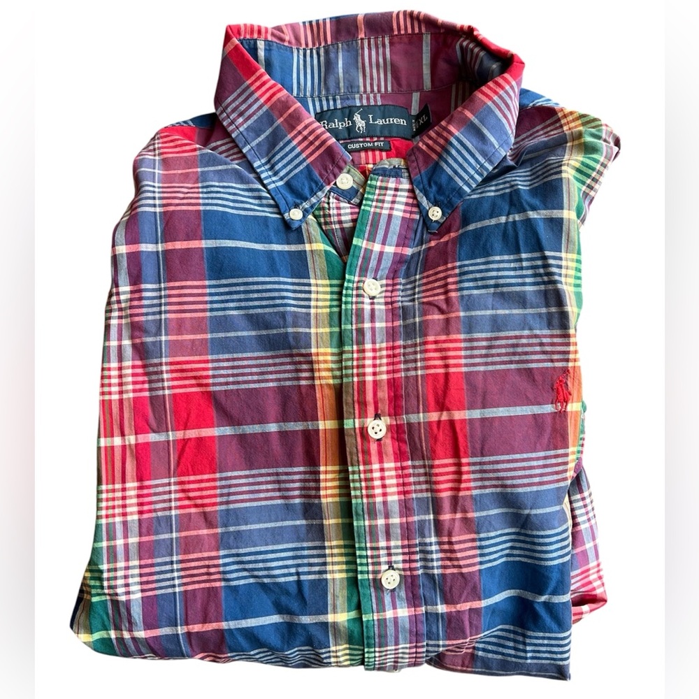 Polo Ralph Lauren Men's XL Custom Fit Multi-Color Plaid Button Down Shirt